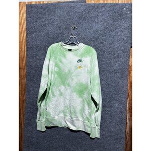 Nike Sweatshirt Mens Small Green Tie Dye Crewneck Have A Nike Day Daisy Graphic